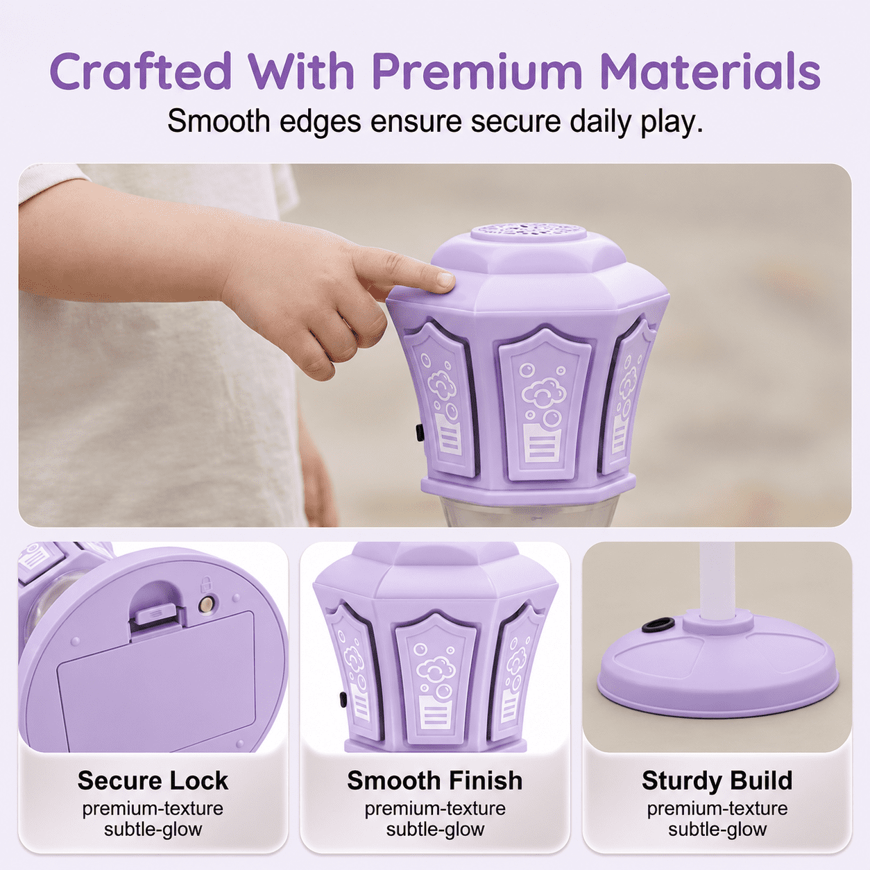 Street Lamp Bubble Machine, 2026 New Automatic Bubble Machine Stand with Light Music, Adjustable Standing Bubble Maker Blower Torch-Shaped for Outdoor Party Birthday Wedding (Purple)