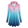 thumbnail image 4 of Kagetolytai Womens Tops Women's Casual Fashion Solid Color V Neck Long Sleeve Button Hoodie Tops Plus Size Tops for Women Pink XL, 4 of 4