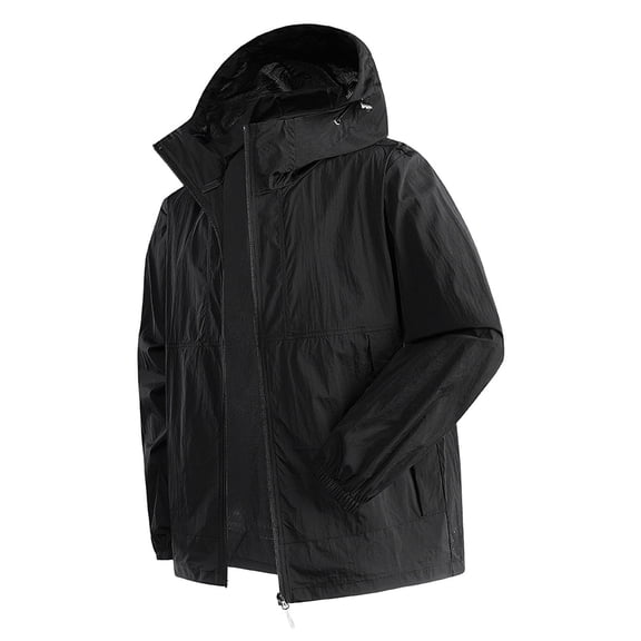 Mrmaere Men's UPF 50  Sun Protection Lightweight Hooded Jacket Packable Water Resistant Outdoor Cycling Coat Black S