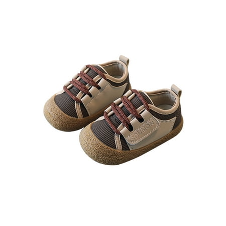 

Wazshop Kids Flats Slip On Casual Shoes Comfort Canvas Sneakers Breathable Non-Slip Walking Shoe Children Fashion Lightweight Brown 6.5C