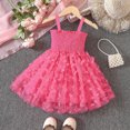 thumbnail image 2 of Vedolay Summer Dresses Girls Satin Tulle Princess Pageant Dress for Wedding Kids Pearls Prom Ball Gowns with Bow-Knot,Hot Pink 3-4 Years, 2 of 5