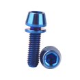 thumbnail image 4 of Bybiment Bolts M6x16 18 20mm Hex Tapered for Road Crank Brake Fixed Upgrade Ti Screw 4Pcs (Blue, M6x18mm), 4 of 6