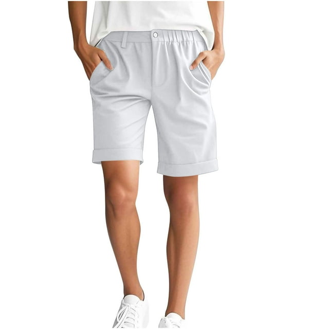hopeusnice Shorts de Pêche et de Randonnée pour Femmes, Jambe Droite, Légers, Pantalons de Travail à Cordon, Shorts de Jogging Décontractés avec Poche, Shorts Cargo, Pantalons à Enfiler, Blanc m