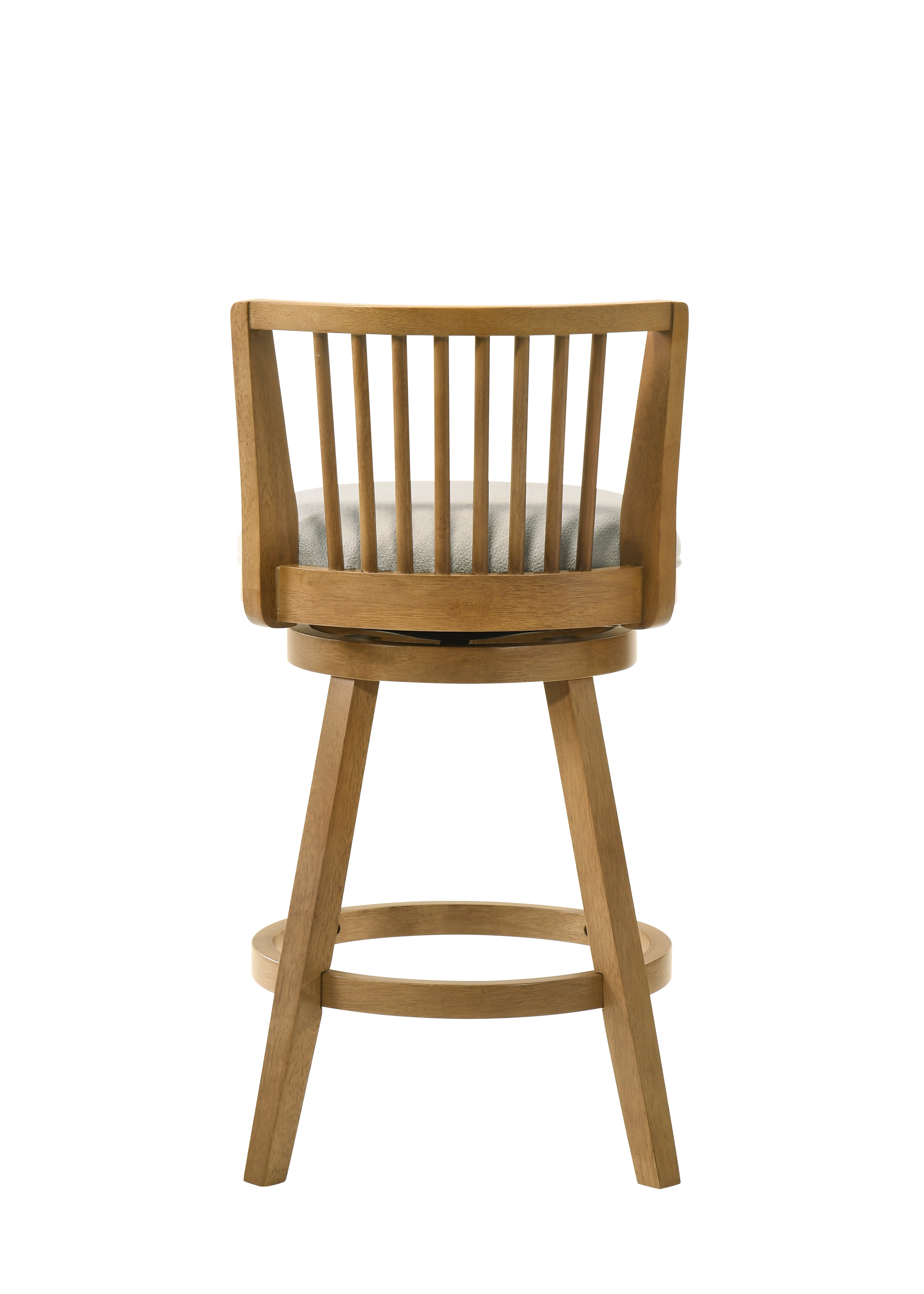 Harper 30 in. Amber Glow Bar Height Rubberwood Swivel Barstool with Ivory Fabric Seat - Set of 2