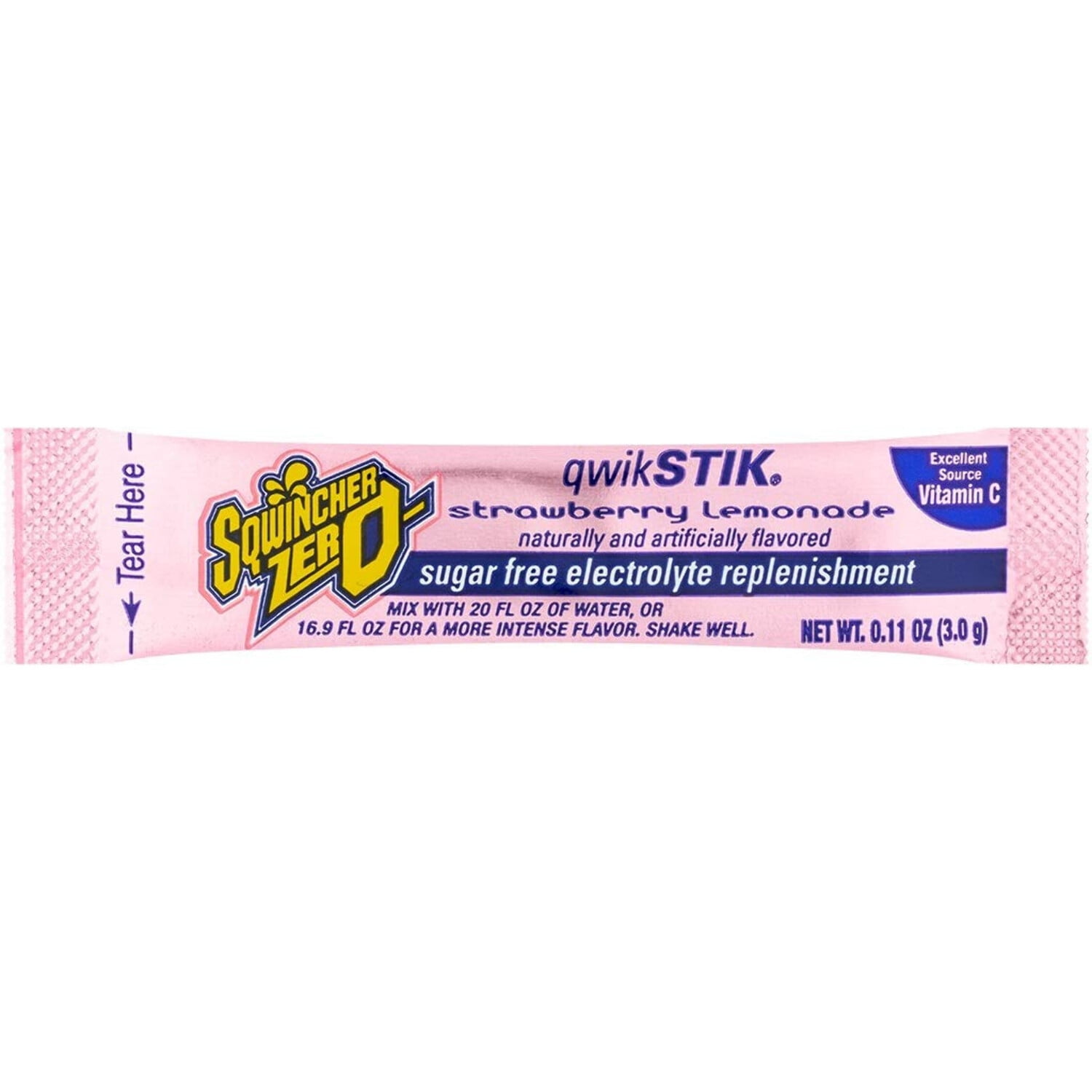 Sqwincher Qwik Stik Lite Electrolyte Drink Powder Concentrate, Strawberry Lemonade, 50 Each per Package