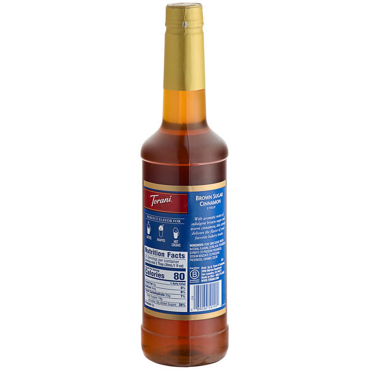 Torani Brown Sugar Cinnamon Syrup, 24.5 oz (750 Ml) + Gold Syrup Pump l Pack of 2