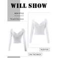 thumbnail image 5 of QAFOPEH Women Low-Cut V Neck Long Sleeve Solid Color Slim Cropped Top, 5 of 5