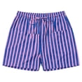 thumbnail image 5 of cocolona Womens Summer Casual High Waist Striped Beach Shorts Elastic Waist Straight Wide Leg Vacation Shorts with Pockets, 5 of 5