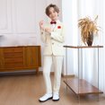 thumbnail image 7 of Boy's Formal Suit 6 Piece Set Slim Fit Kids Tuxedo Suits for Wedding Teen Toddler Boy Dress Suit Outfit Beige 1-2 Years, 7 of 7