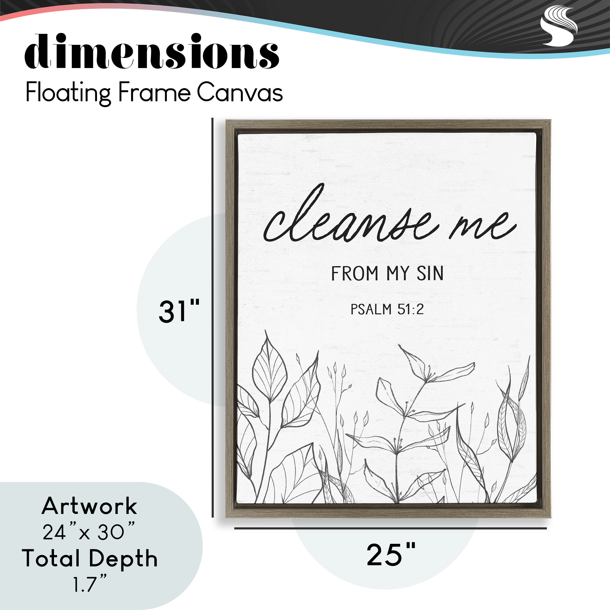 Cleanse Me From Sin Brown Framed Floater Canvas Wall Art, design by Lettered and Lined
