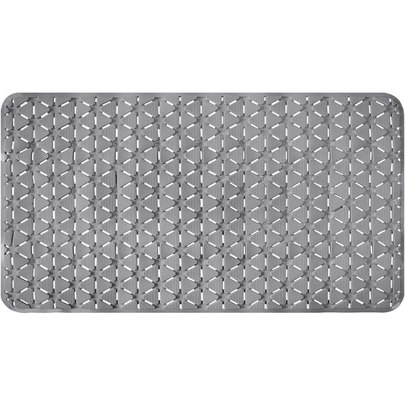 CPDD Grey Shower Stall Mats 26" x 15" Bathtub Safety TPR Soft Mat with Strong Rubber Suction Cups and Drain Holes, Massage Foot Pad for Kids, Adults, Elderly