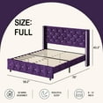 thumbnail image 6 of 4 EVER WINNER Full Bed Frame, Velvet Upholstered Platform Bed Frame with Diamond Tufted Headboard and Wingback, Purple, 6 of 7