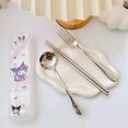 thumbnail image 4 of Sanrio Cutlery Set Mymelody Kuromi Kawaii Spoon Fork Chopstick Tableware Set Portable Dinnerware for Kid Anime Flatware with Box, 4 of 5