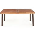 thumbnail image 5 of Topbuy Natural Outdoor Acacia Wood Table Patio Rectangular Dining Table w/ Umbrella Hole, 5 of 5