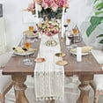 thumbnail image 1 of Beige Macrame Table Runner Rectangular Crochet Lace Elegant Hollow Mesh Tablecloth for Rustic Boho Wedding Decor Bridal & Baby Shower Decoration Vintage Farmhouse Tabletop Decor, 1 of 5