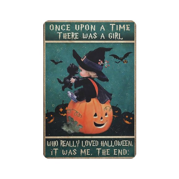 There Was A Girl Who Really Loved Halloween Print Wall Art tin sign Birthday Christmas Housewarming Gift Home Decor,Retro style, farmhouse decoration, home, bar,garage, tin sign 8x12 inches