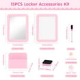 thumbnail image 6 of MoKo 15pcs Locker Accessories with Locker Mirror, Whiteboard, Markers, Pen Holder, Pink, 6 of 7