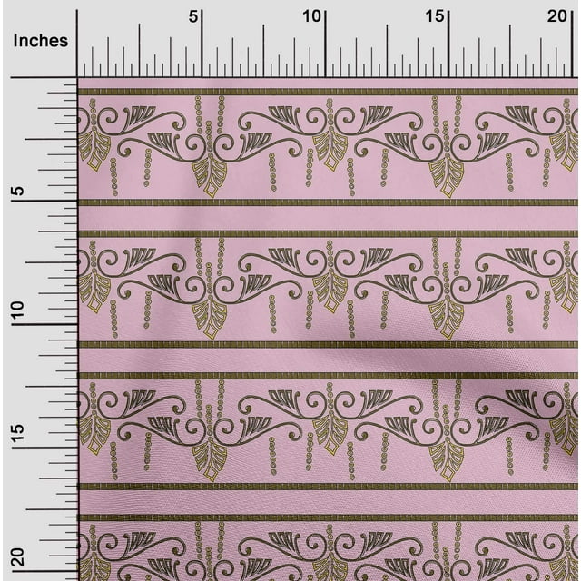 oneOone Cotton Cambric Fabric Swirl & Floral Block Print Sewing Fabric BTY 56 Inch Wide