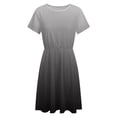thumbnail image 4 of Gray And White Gradient Dress Fashion Beach Short Sleeve Dresses Female Party Printed Sundress, 4 of 7
