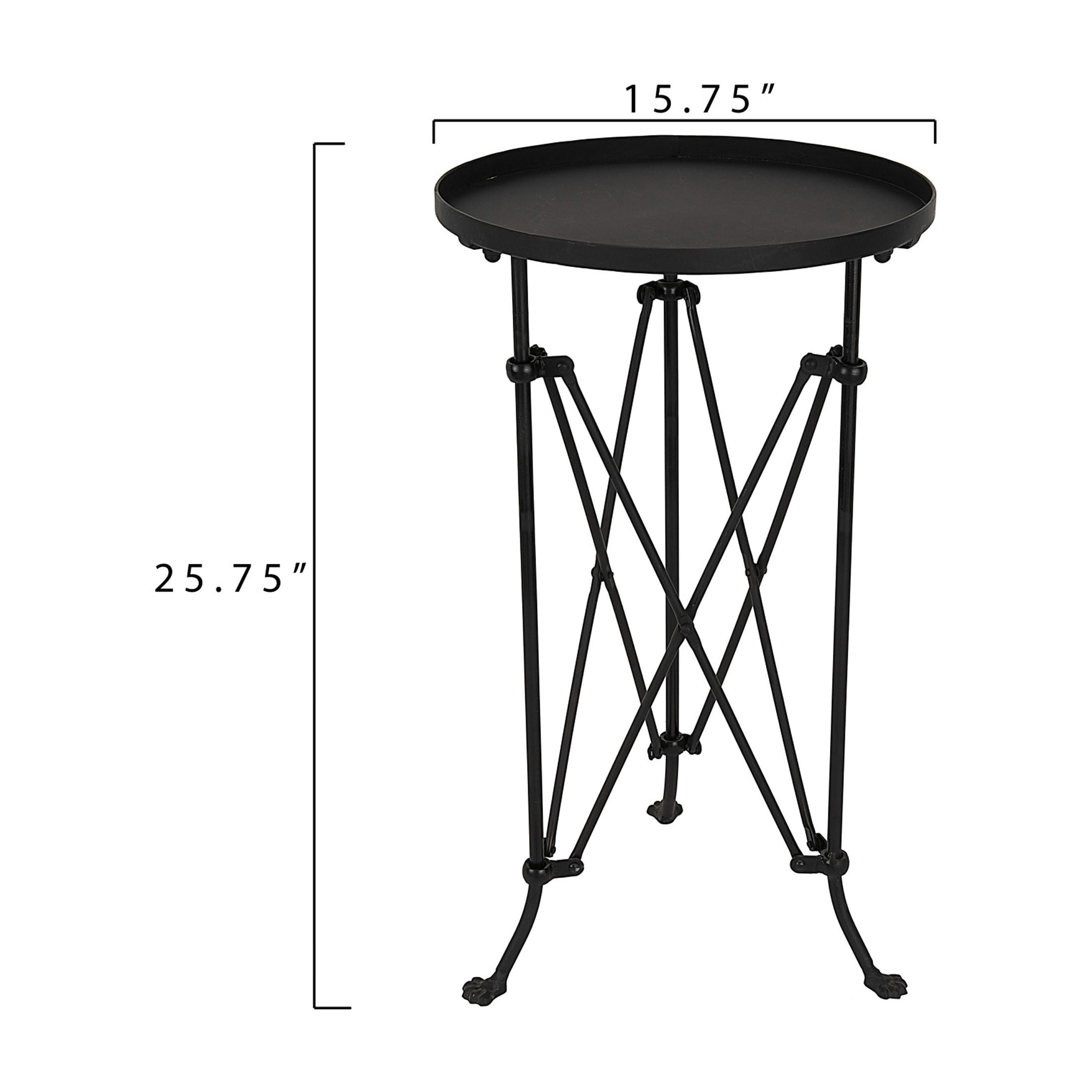 Creative Co-Op Round Metal Side Table with Claw Feet, Black
