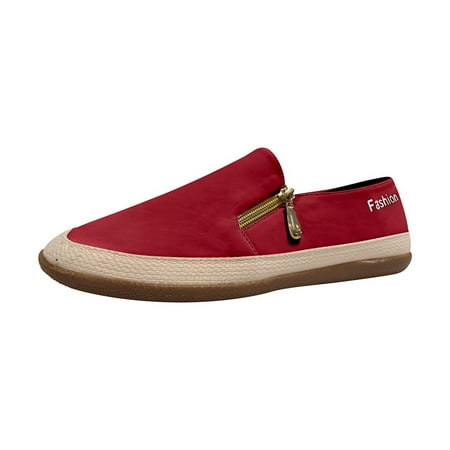 KBODIU Womens Slip On Sneakers  Casual Canvas Sneaker  Solid Round Toe Beach Sandals  Soft Comfortable Loafers Shoes  Summer Vacation Fashion Sole Hemp Rope Shoes Red 43