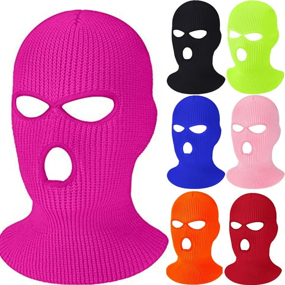 Windfall Men Women 3-Holes Knitted Full Face Cover Ski Neck Gaiter, Winter Balaclava Warm Knit Beanie for Outdoor Sports
