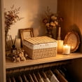 thumbnail image 5 of FSAGAE Natural Woven Storage Basket with Lid Small for Bedroom Living Room Kitchen Organizer Beige, 5 of 5