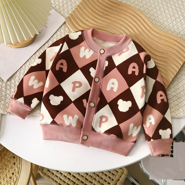 QIPOPIQ Girls Cardigan Uniform Sweater Long Sleeve Button Down Fall Winter Knit Tops for Kids Clearance