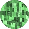 thumbnail image 1 of Ahgly Company Indoor Round Checkered Emerald Green Modern Area Rugs, 8' Round, 1 of 4