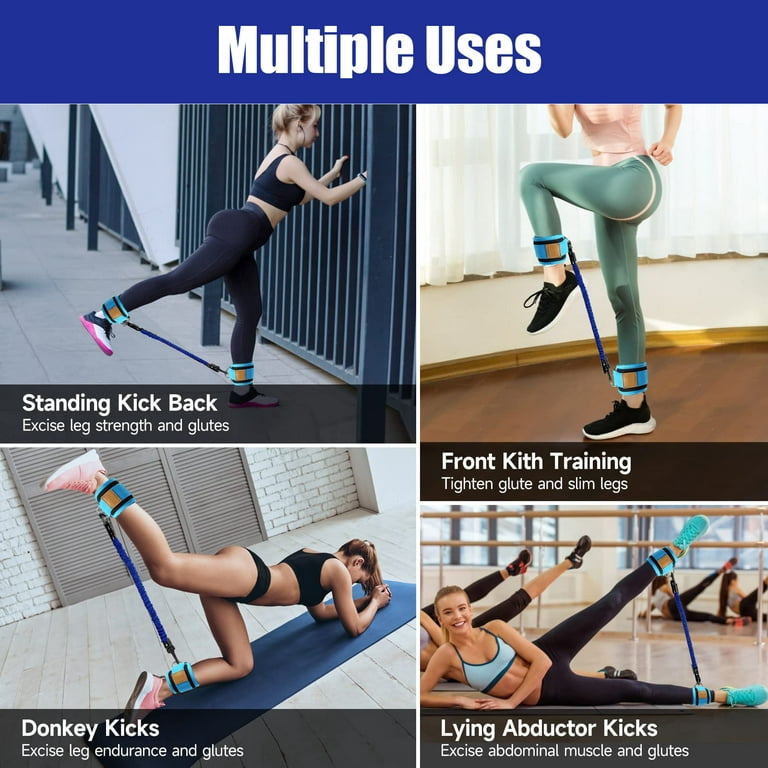  Ankle Resistance Bands with Cuffs for Leg and Glute
