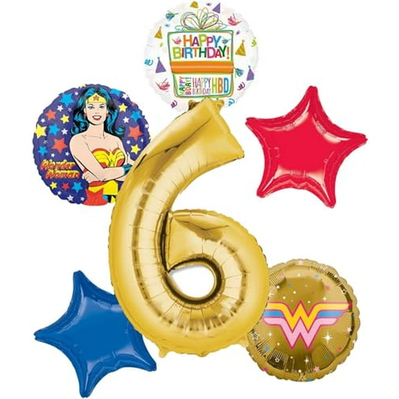 Wonder Woman 6th Birthday Party Supplies Superhero Balloon Bouquet Decorations