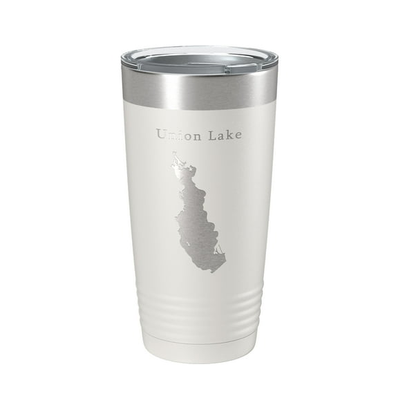 Union Lake Map Tumbler Travel Mug Insulated Laser Engraved Coffee Cup New Jersey 20 oz White