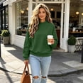 thumbnail image 5 of Womens Sweatshirt Nelozsy Women's Ribbed Mock Neck Sweatshirt Oversized Long Sleeve Casual Pullover Top Green L, 5 of 8