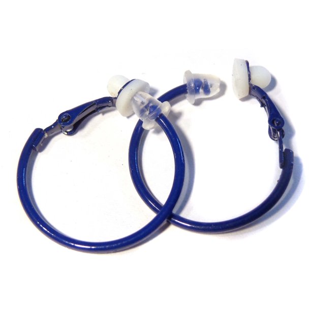 Divas Diggables Clipon Hoop Earrings 1 inch Navy Blue Hoop Earrings Divas Diggables Clipon Hoop Earrings 1 inch Navy Blue Hoop Earrings