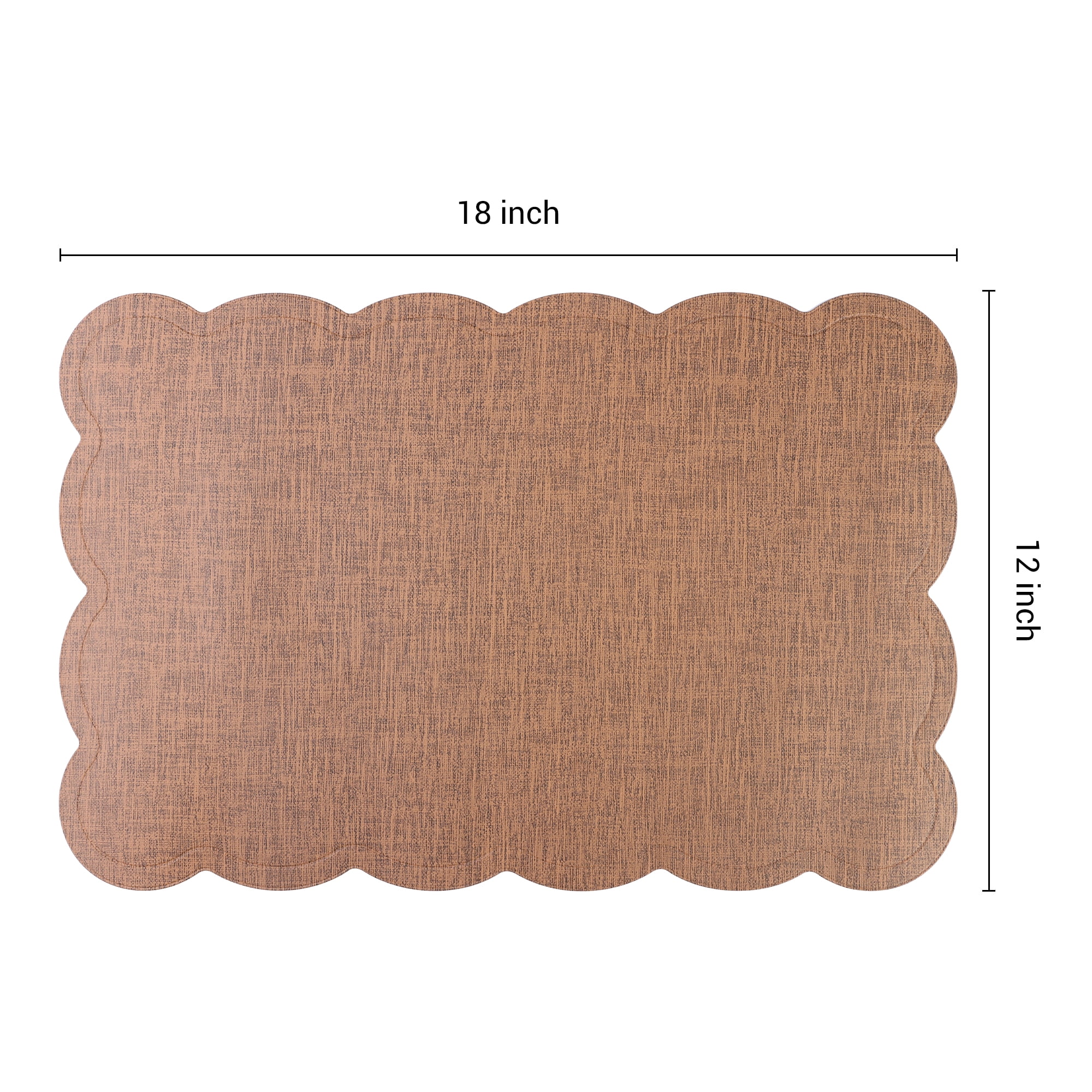 Unique Bargains Set of 6 Ruffle Placemats for Kitchen Dining Table Decor Dark Curry