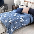 thumbnail image 3 of Vianney Sherpa Blanket Twin-Full Size 71" x 87" Double-Sided Ultra-Soft Navy Blue Floral Plush Cozy Throw for Year-Round Warmth, 3 of 7