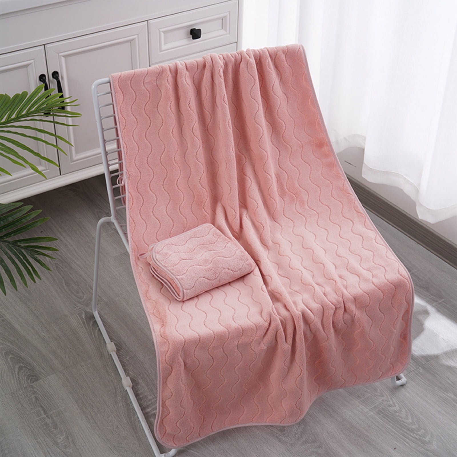 Bath Towel Set, Extra Large Soft Absorbent Bath Sheet, Oversized 2-Piece Microfiber Shower Towel For Hotel Gym Quick Dry, Pink