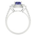 thumbnail image 4 of 1.615 ctw Solitaire with Zirconia Diamond Accents Anniversary Ring for Women | Round Cut Simulated Tanzanite | Hyperallergenic Solid 14K White Gold, 4 of 5