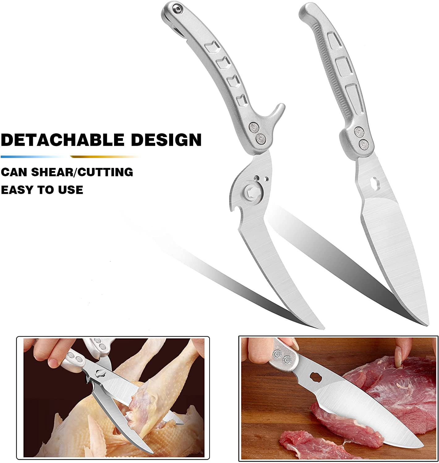 Come Apart Kitchen Shears by WELLSTAR, Multi-purpose Heavy Duty German  Stainless Steel Food Scissors for Cutting Meat Poultry Chicken Vegetable