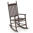 thumbnail image 1 of Costway Outdoor Wooden Rocking Chair with Solid Rocking Base Slatted Seat & Back Patio Brown, 1 of 9