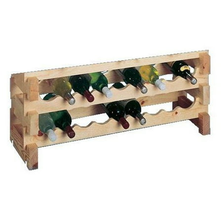 Country Pine Series Stackable 18-Bottle Scallop Storage Wine Rack Set