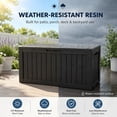 thumbnail image 5 of MINDYES 90 Gallon Deck Box, Outdoor Resin Storage Box with Gas Strut for Garden Patio Backyard, Black, 5 of 8