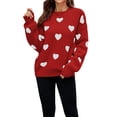 thumbnail image 2 of Hirigin Store Women's Valentine's Day Casual Knitwear Long Sleeve O Neck Heart Print Knit Sweater, 2 of 8