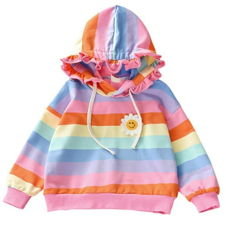 

URMAGIC Kids Girl Rainbow Pullover Hoodies Casual Hooded Sweatshirts Jumper Hoody Sweater Tops