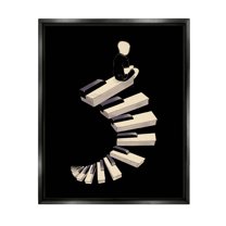 Stupell Industries Surreal Piano Keys Spiral Graphic Art Jet Black Floating Framed Canvas Print Wall Art, Design by Matheus Lopes Castro
