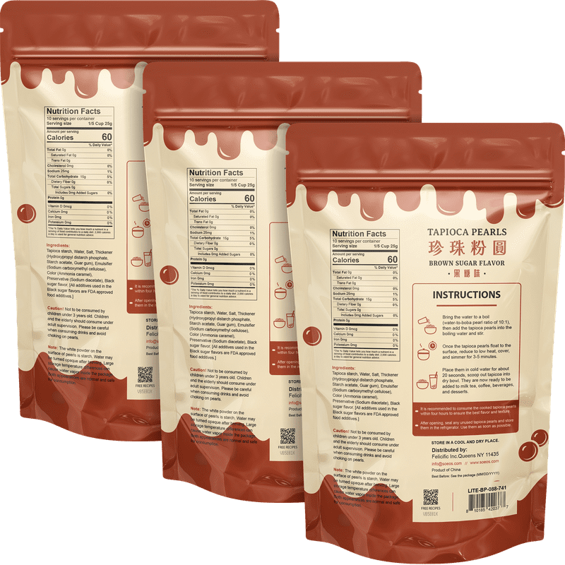 Soeos Tapioca Pearls for Boba Tea, 8.8oz, 3  pack Total 26.4 oz