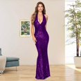 thumbnail image 2 of Summer Dresses For Women 2024 Casual Deep V Neck Dress Sequins Formal Sequin Banquet Prom Sparkly Bodycon Dress Elegant Maxi Party Gown, 2 of 5