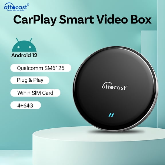 Ottocast P3 Lite OttoAibox Car Streaming Ai Box, Android 13 Smart AI Box , Wireless CarPlay Android Auto Adapter, Car Video Player with Split-Screen , 4 64G