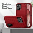 thumbnail image 6 of AUshell for iPhone 15 Case (6.1" 2023) with Foldable Kickstand, Anti-slip Tri-layer Rugged PC Frame/Back Silicone Shell Heavy Duty Protective Military-grade Shockproof Shell, Red/Black, 6 of 8