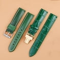 thumbnail image 4 of Correa de reloj de cuero verde para hombre y mujer, 18 mm, 20 mm y 22 mm, para Seiko Green Water Ghost Pin o hebilla de mariposa, 4 of 5